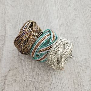 Beaded cuff bracelets bundle